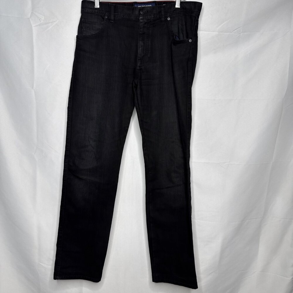 Alberto Jeans Mens 34x34 Black T400 Denim Modern Fit Straight Leg Stretch Pants